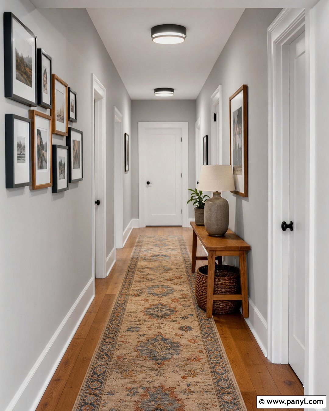 Grey Wall Hallway - 30 Grey Wall Interior Ideas