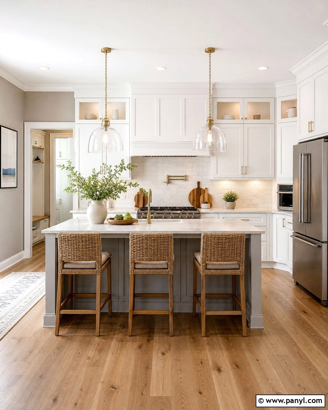 Grey Wall Kitchen With White Cabinets - 30 Grey Wall Interior Ideas