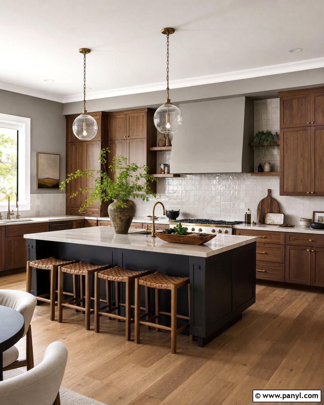 Grey Wall Kitchen With Wood Cabinets - 30 Grey Wall Interior Ideas