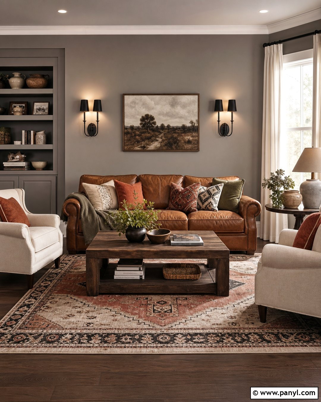 Grey Wall Living Room With Brown Furniture - 30 Grey Wall Interior Ideas
