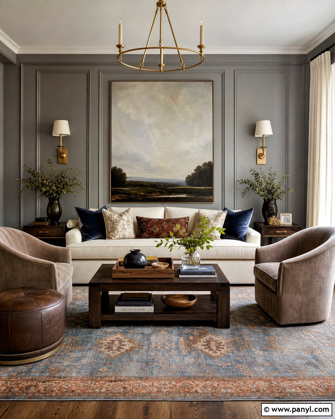 Grey Wall Living Room With Decorative Paneling - 20 grey wall living room ideas