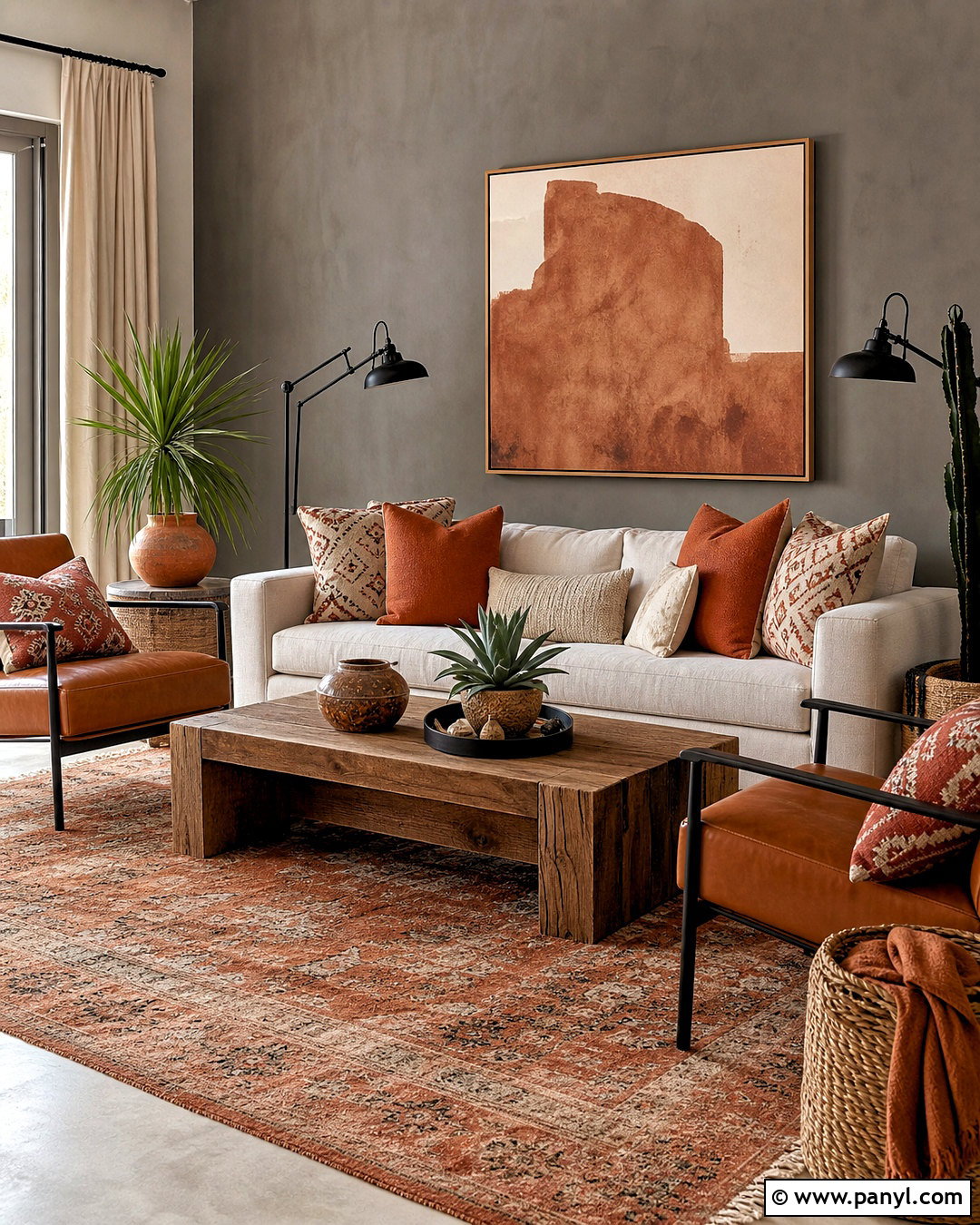 Grey Wall Living Room With Terracotta Accents - 20 grey wall living room ideas