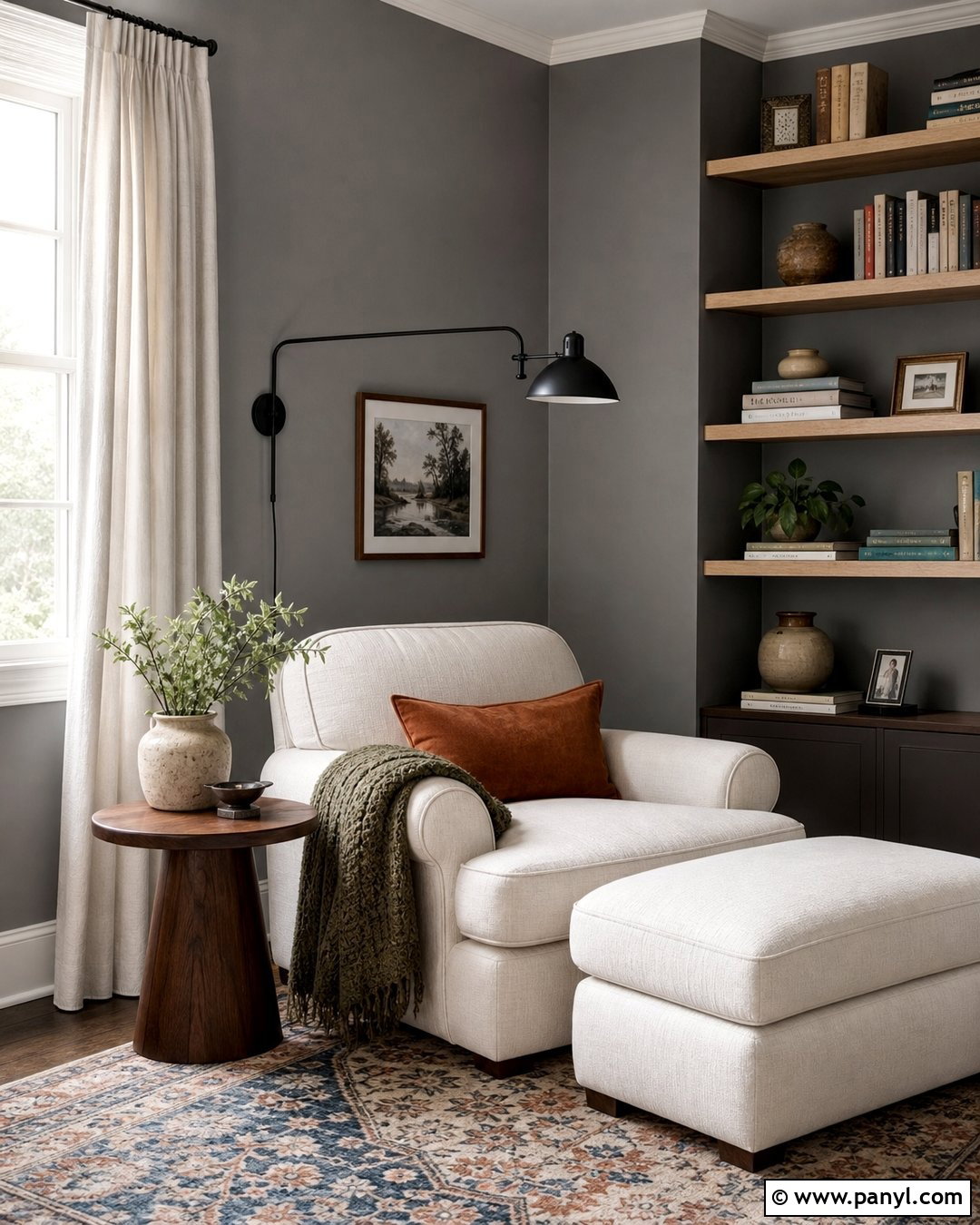 Grey Wall Reading Nook - 30 Grey Wall Interior Ideas