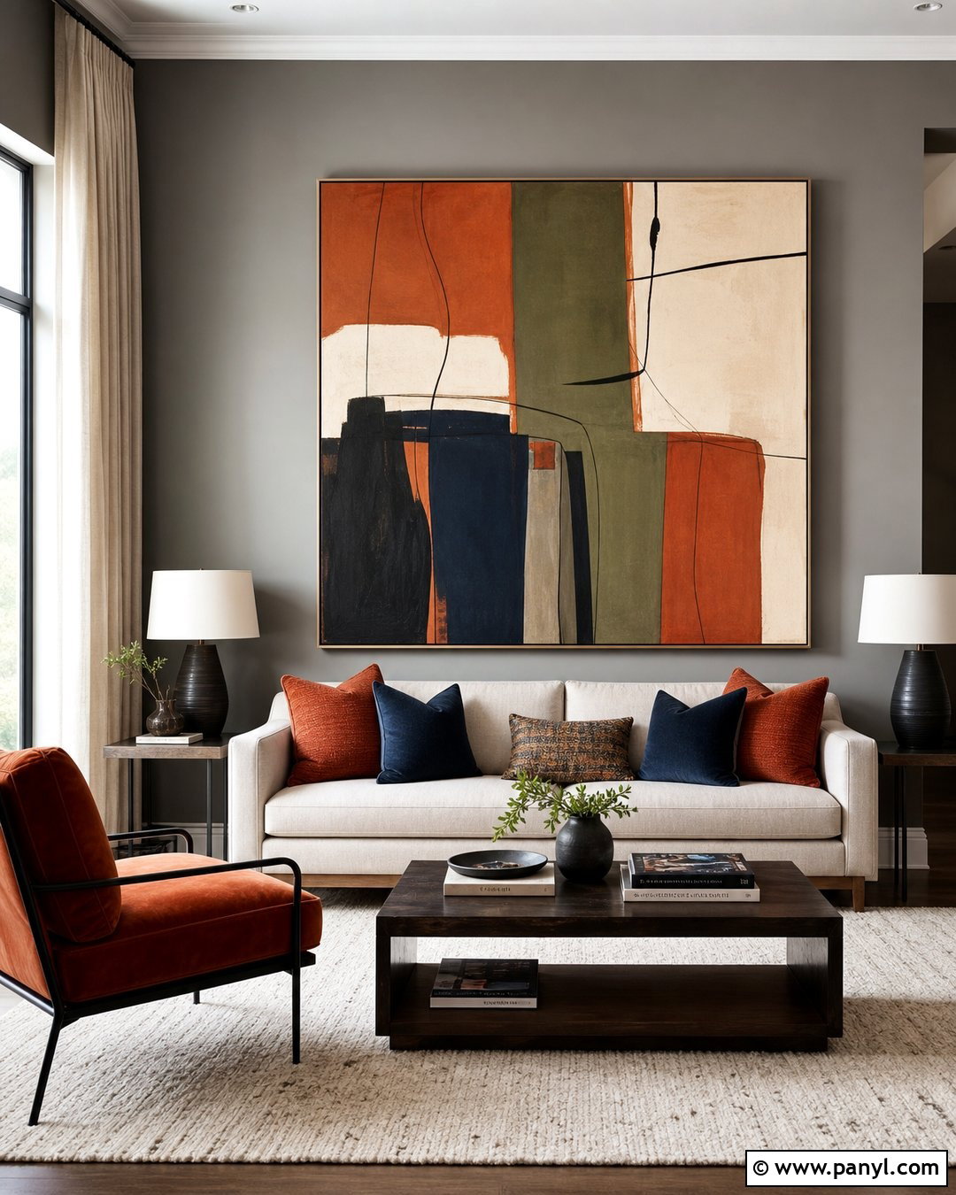 Grey Wall With Large Artwork - 50 grey wall ideas