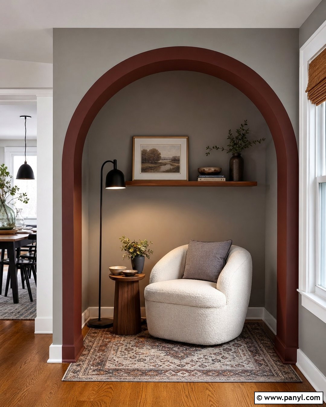 Grey Wall With Maroon Arch - 20 Maroon And Grey Walls