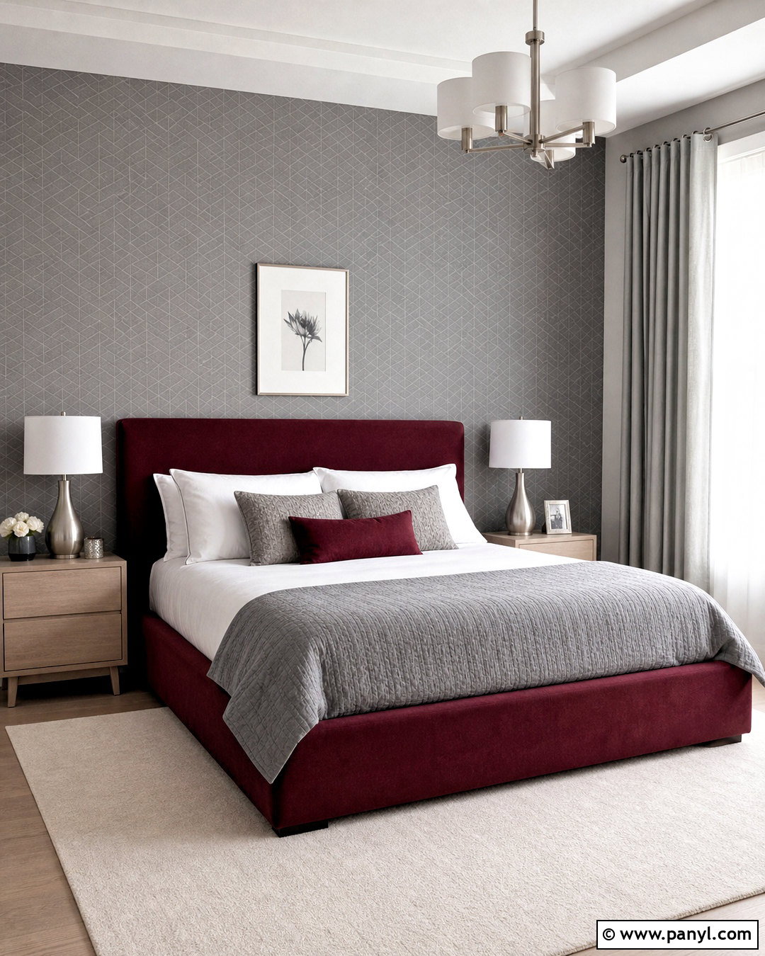 Grey Wallpaper And Maroon Bedroom - 20 grey and maroon bedroom ideas