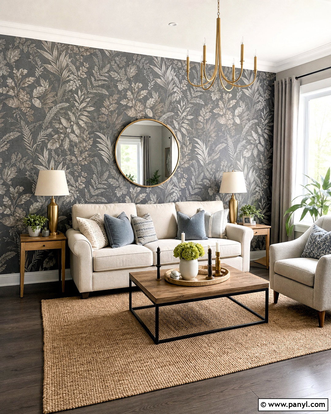 Grey Wallpaper Feature Wall - 20 grey feature wall living room ideas