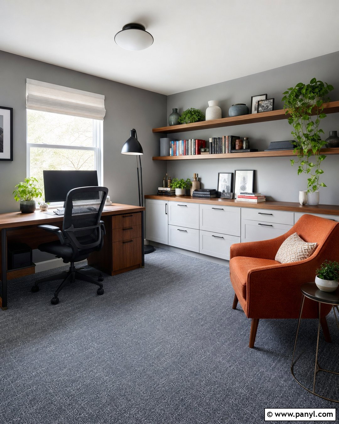 Grey Walls And Carpet Home Office - 25 Grey Walls And Carpet Ideas