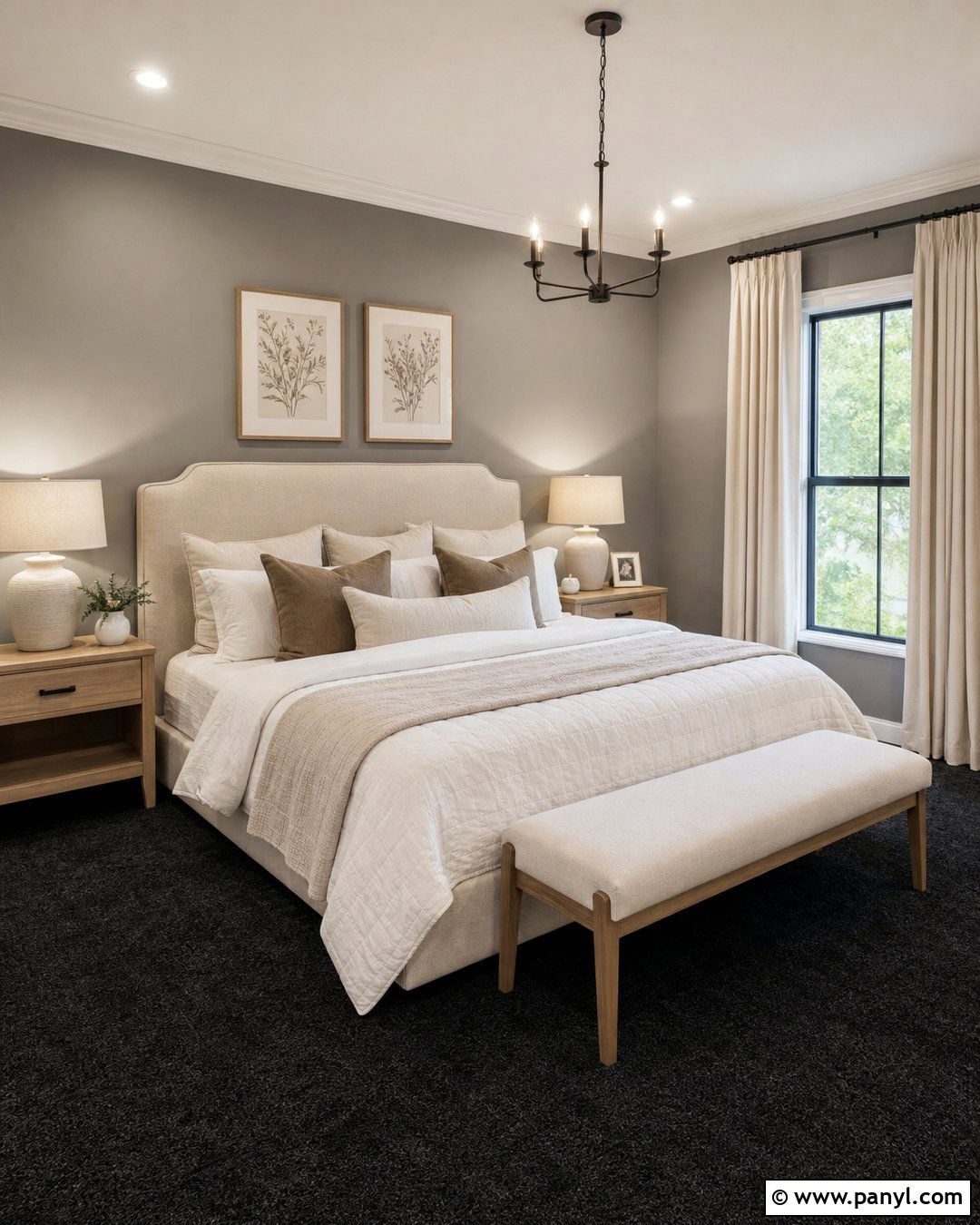 Grey Walls Black Carpet Cozy Bedroom - 20 Grey Walls Black Carpet Ideas
