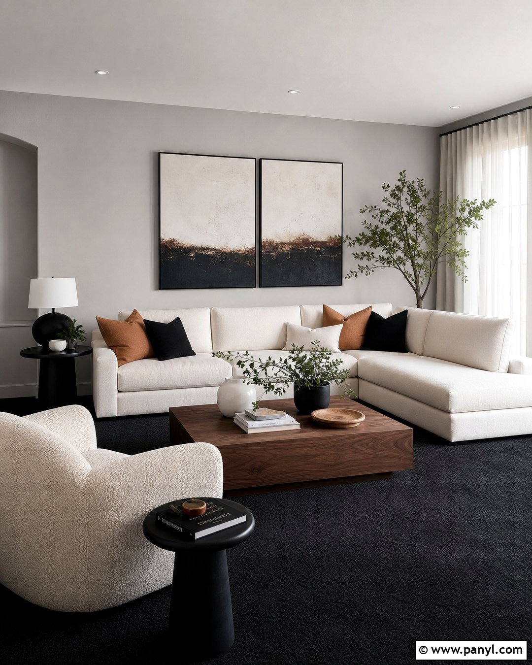 Grey Walls Black Carpet Modern Living Room - 20 Grey Walls Black Carpet Ideas