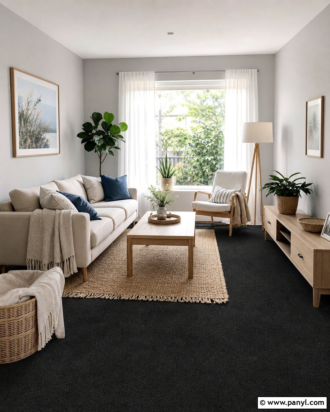 Grey Walls Black Carpet Scandinavian Living Room - 20 Grey Walls Black Carpet Ideas