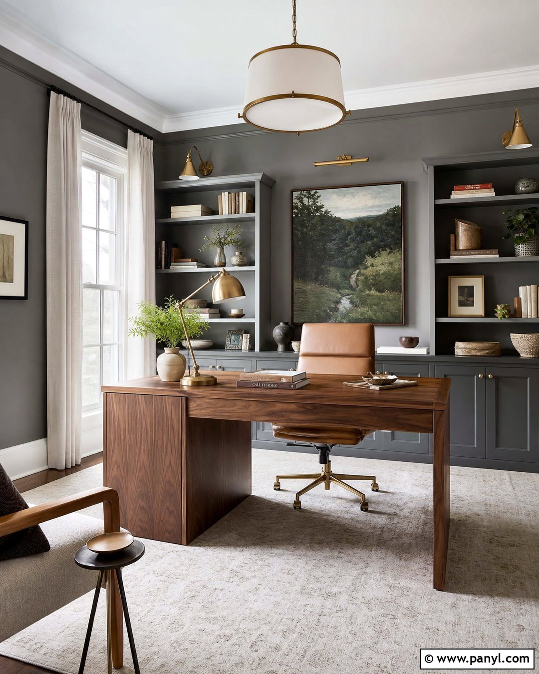 Grey Walls In A Home Office - 50 grey walls