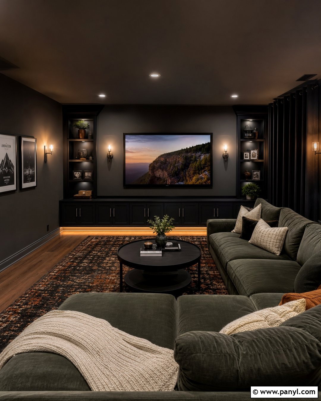 Grey Walls In A Media Room - 50 grey walls