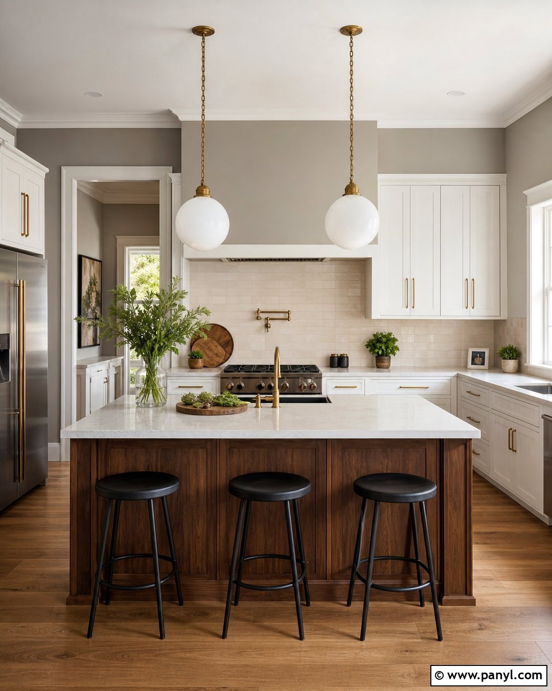 Grey Walls In A Modern Kitchen - 50 grey walls