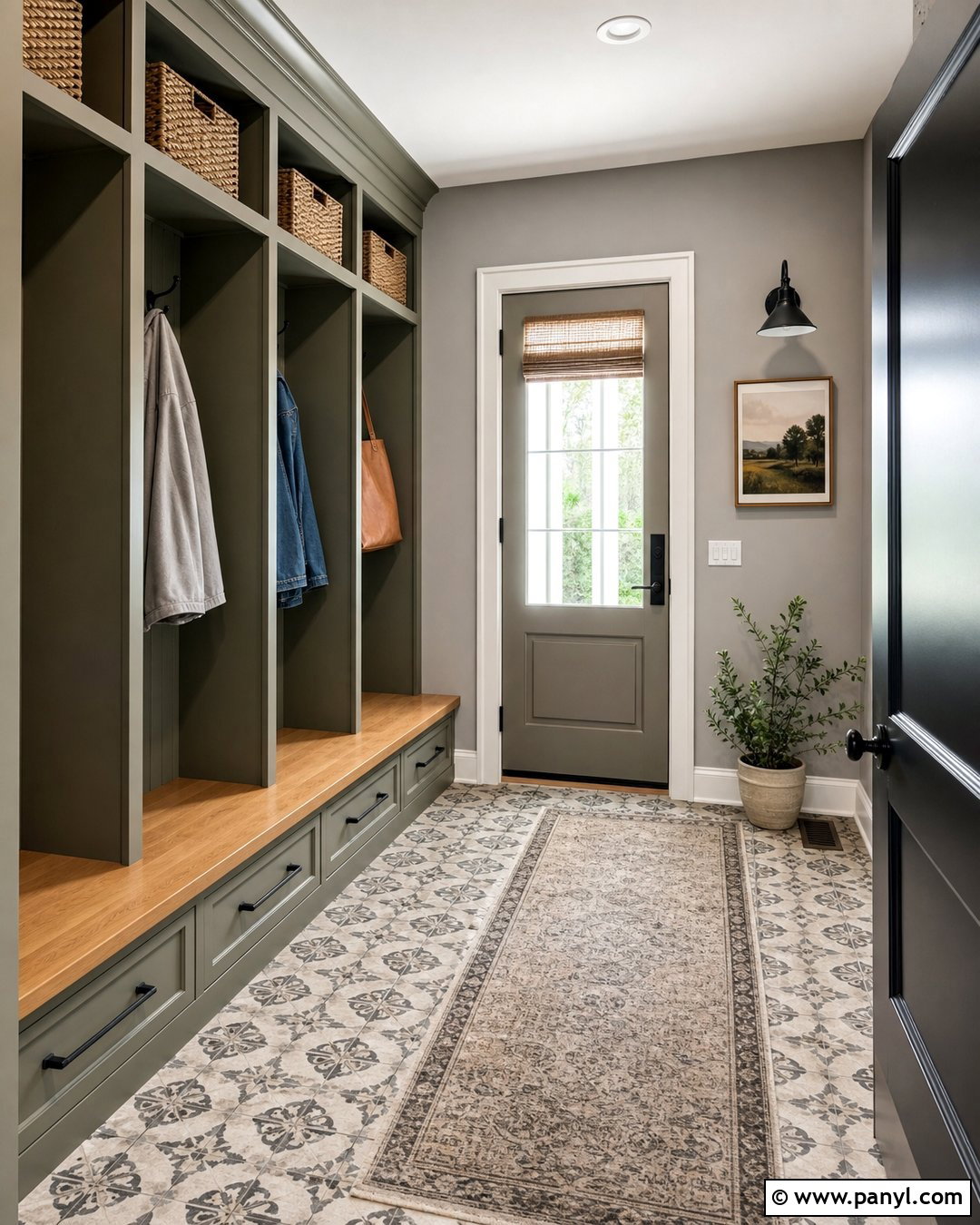 Grey Walls In A Mudroom - 50 grey walls