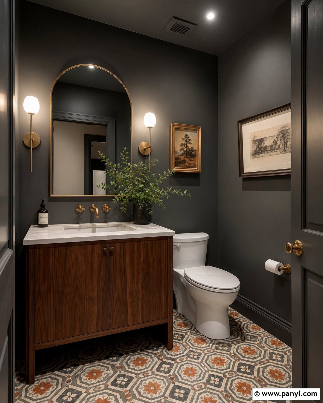 Grey Walls In A Powder Room - 50 grey walls