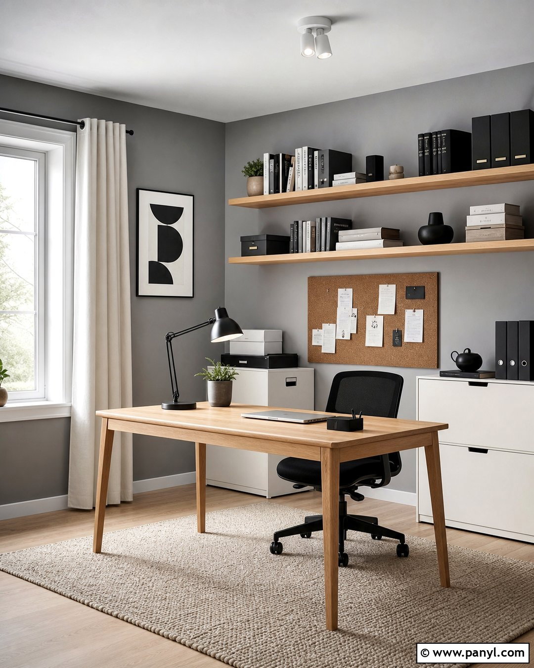 Grey Walls With A Minimalist Home Office - 20 Grey Walls In A Scandinavian Interior Ideas