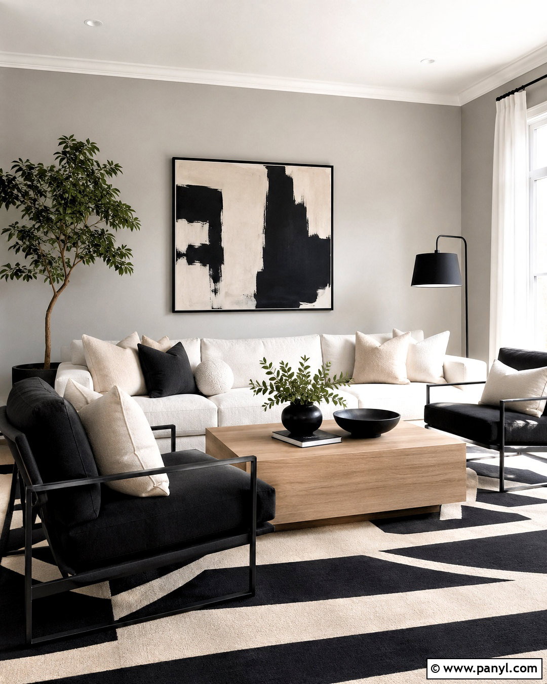 Grey Walls With Black And White Decor - 40 Grey Wall Color Ideas