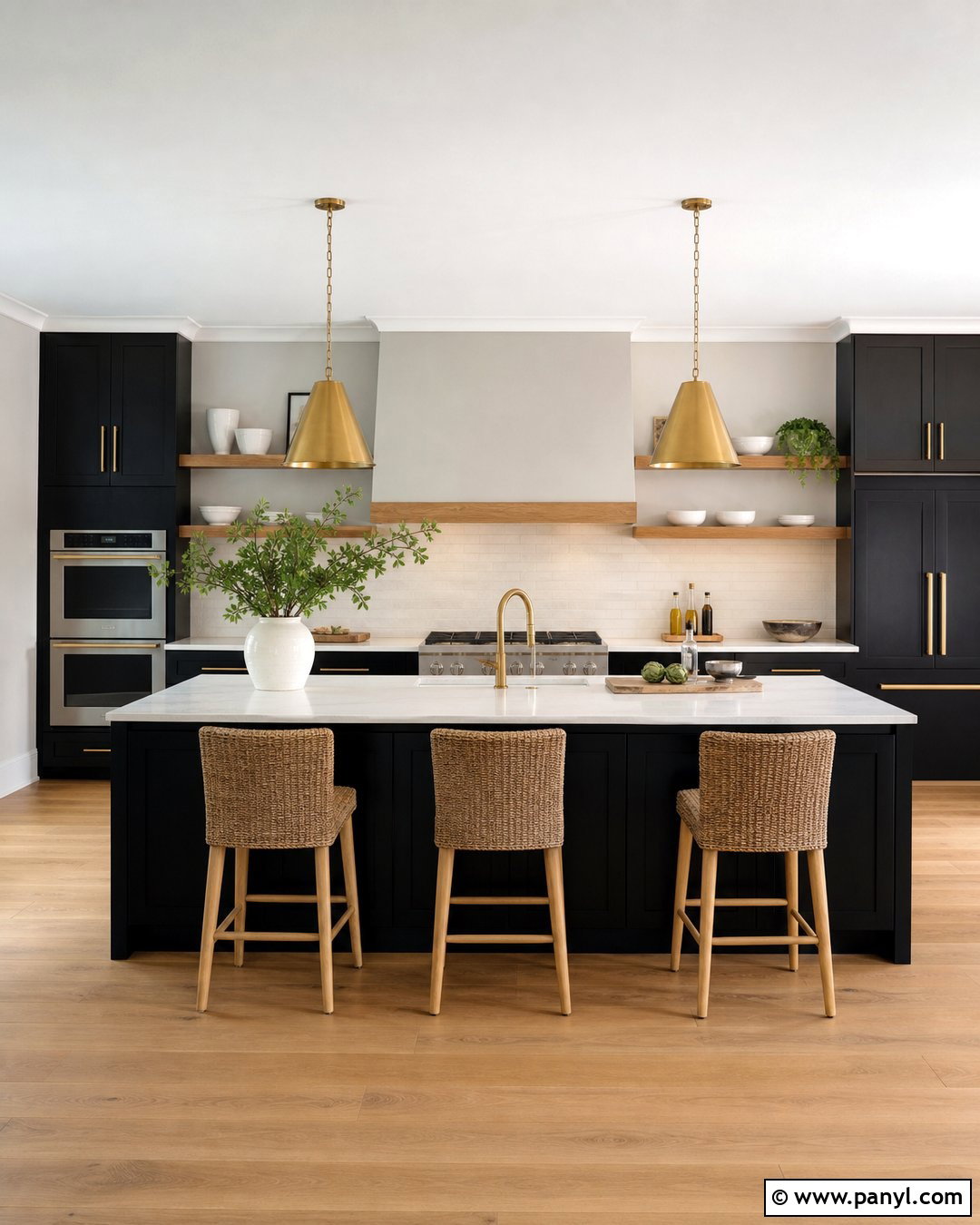 Grey Walls With Black Cabinets And Gold Hardware - 25 Grey Walls Black Cabinets