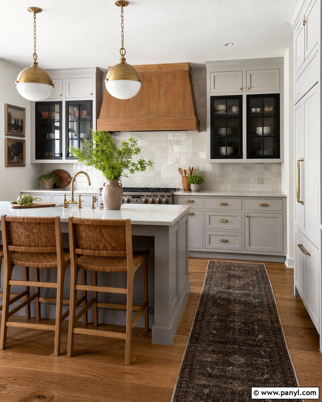 Grey Walls With Black Cabinets And Zellige Tile - 25 Grey Walls Black Cabinets