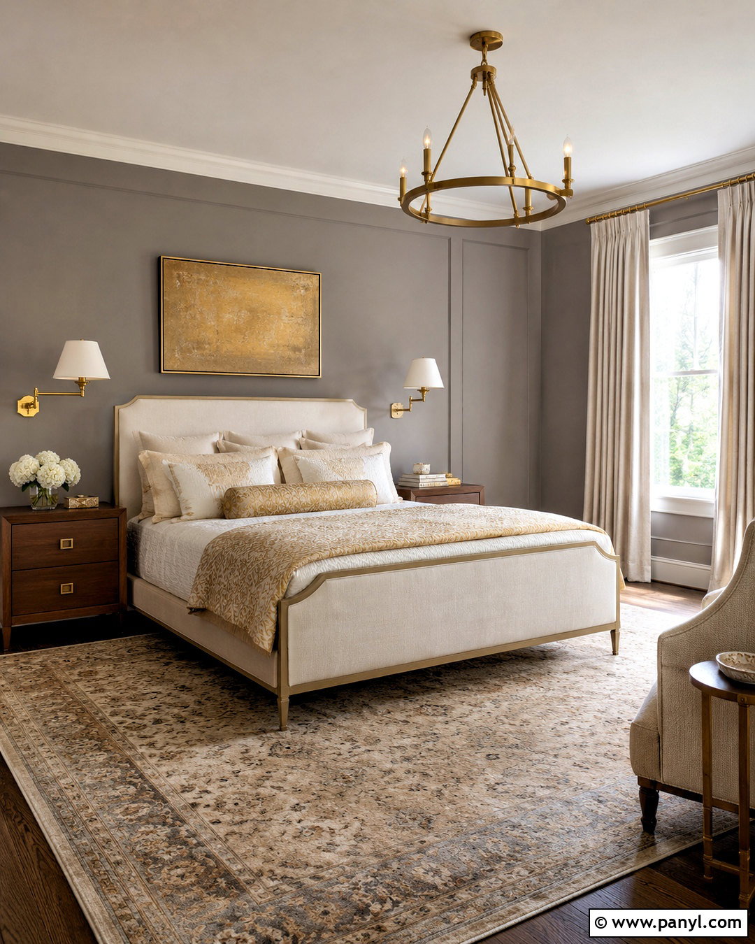 Grey Walls With Brass Details - 40 Grey Wall Color Ideas