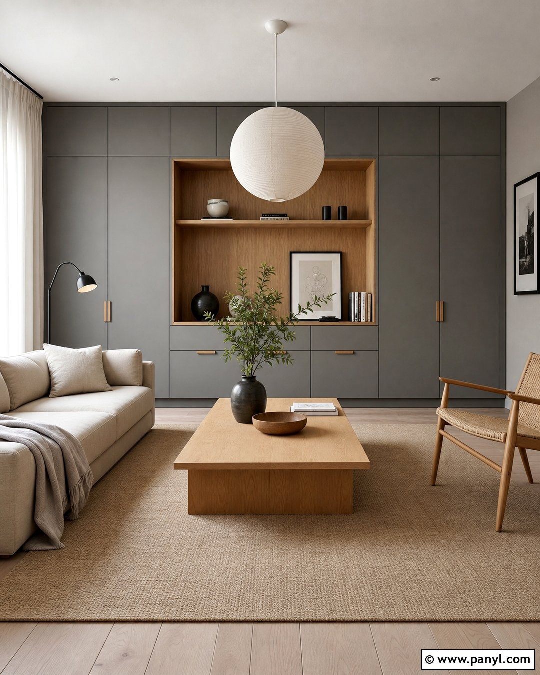 Grey Walls With Built In Storage - 20 Grey Walls In A Scandinavian Interior Ideas