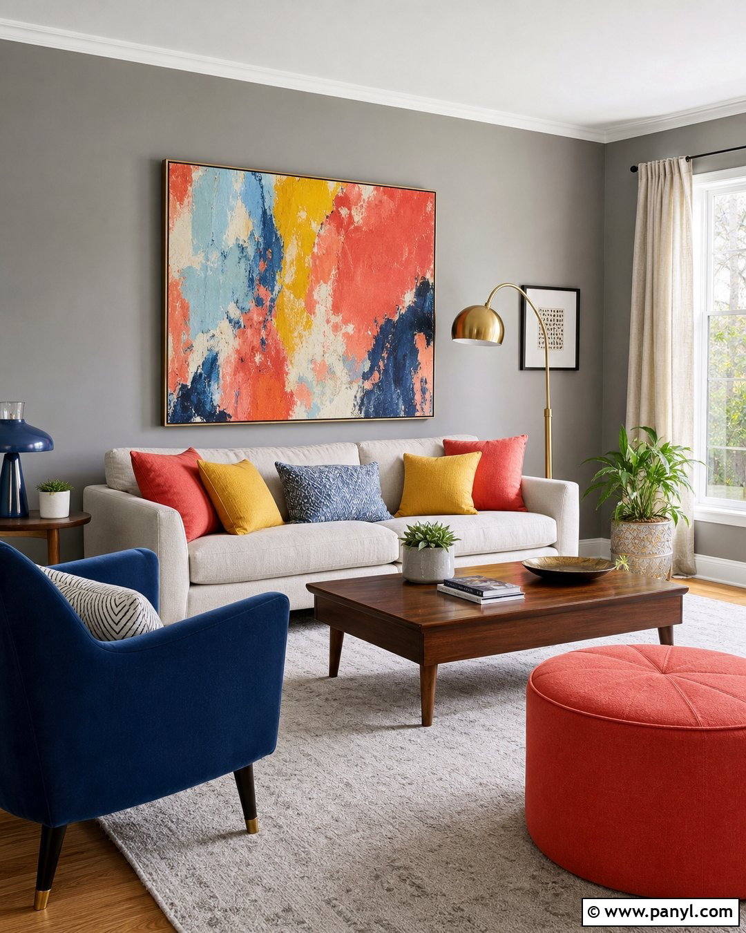 Grey Walls With Colorful Artwork - 50 grey walls