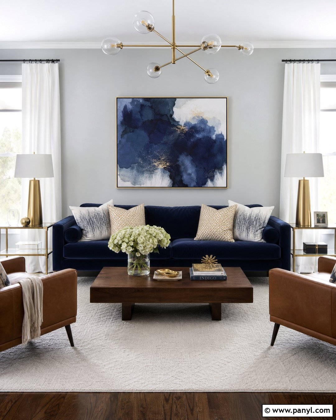 Grey Walls With Navy Blue Decor - 50 grey walls