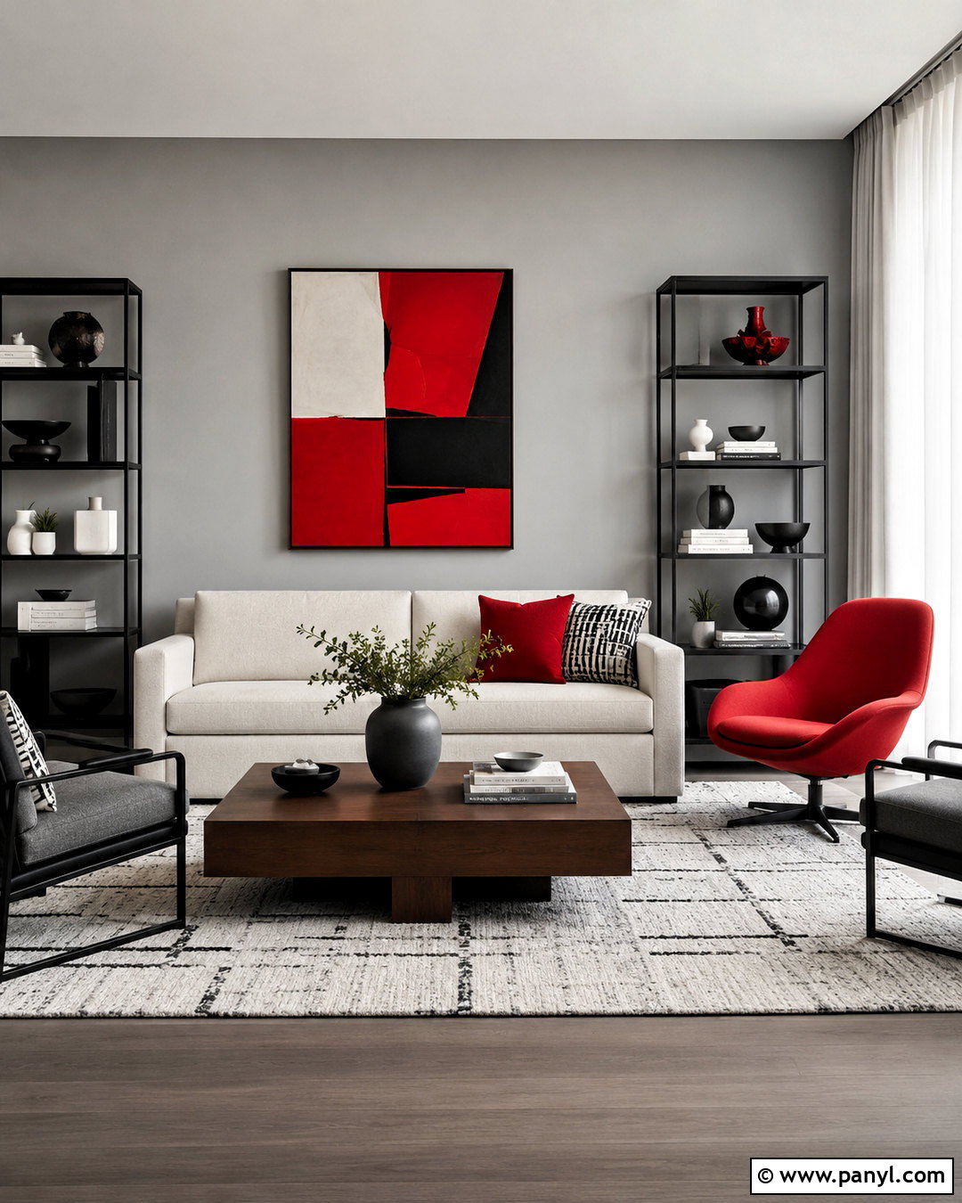 Grey Walls With Red Accents - 40 Grey Wall Color Ideas