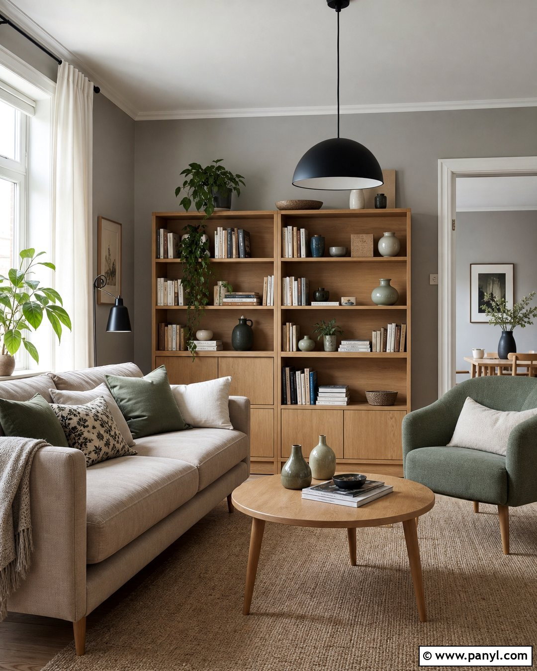 Grey Walls With Sage Green Accents - 20 Grey Walls In A Scandinavian Interior Ideas