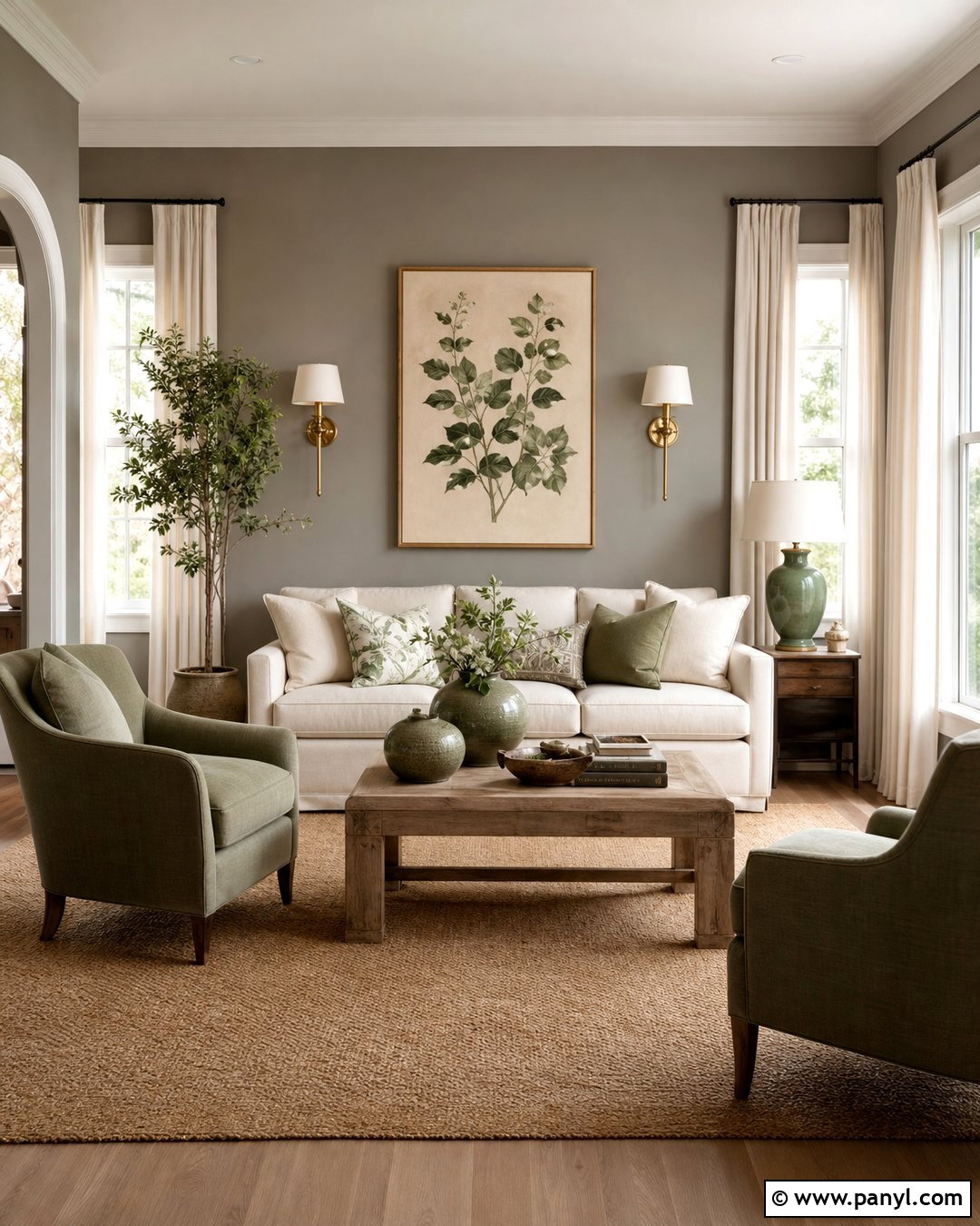 Grey Walls With Sage Green Decor - 50 grey walls