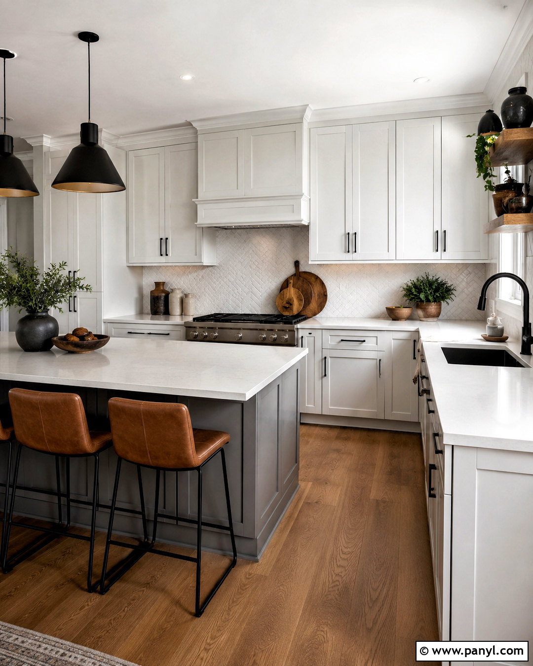 Grey Walls With White Cabinets And Black Hardware - 20 White Cabinets Grey Walls