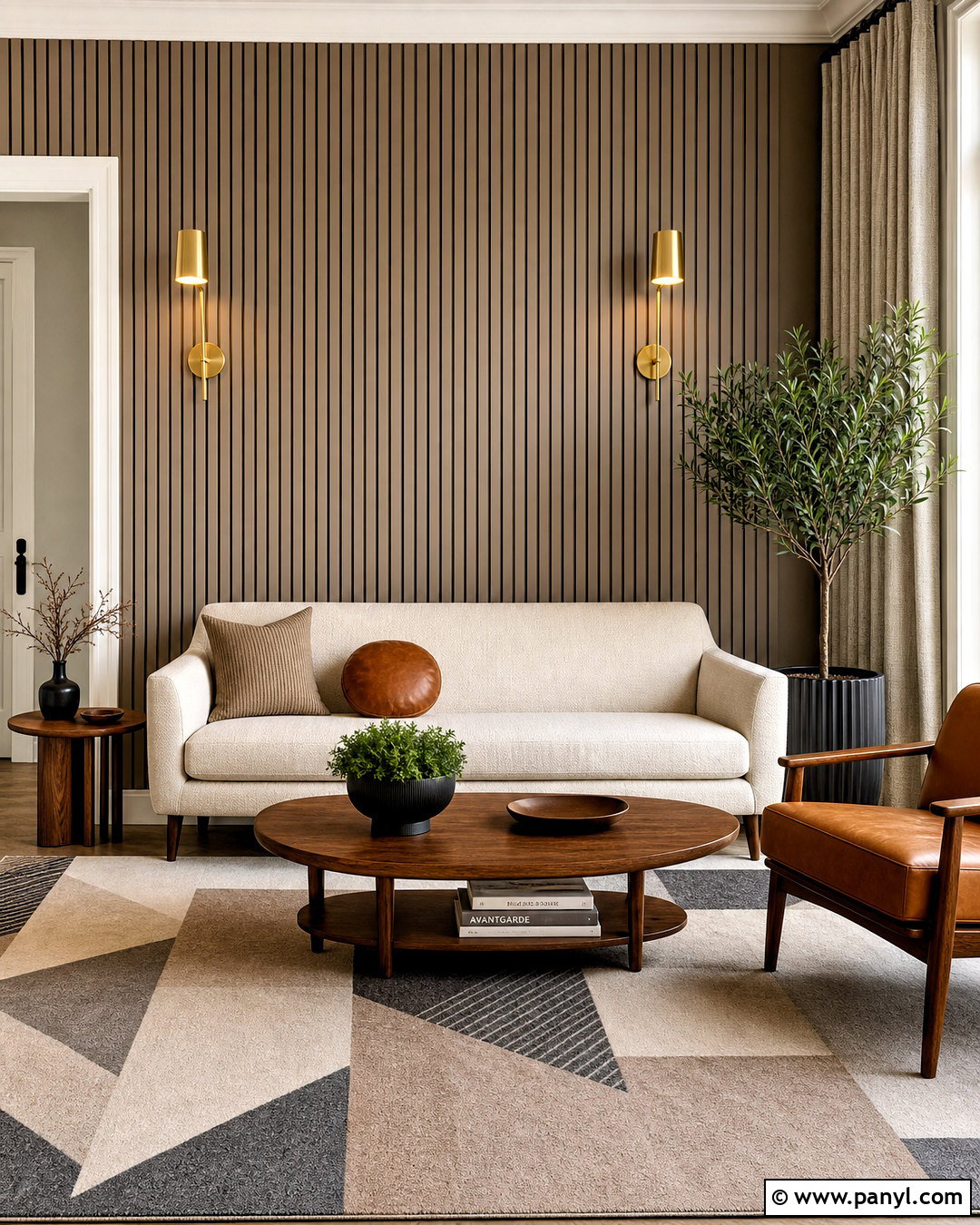 Grey Wood Slat Feature Wall - 20 grey feature wall living room ideas