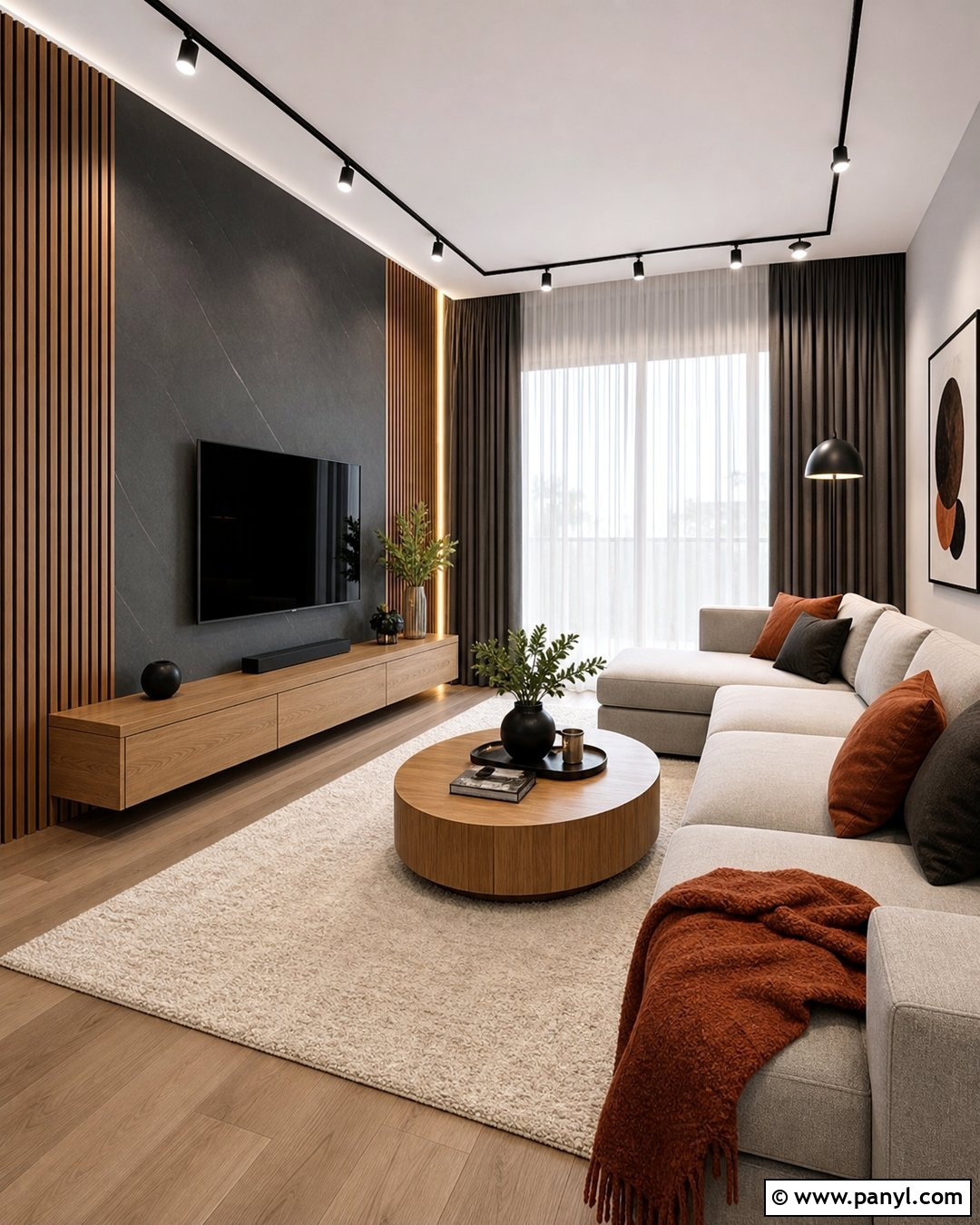 Grey Wood Slat Feature Wall - 30 Grey Feature Wall Ideas