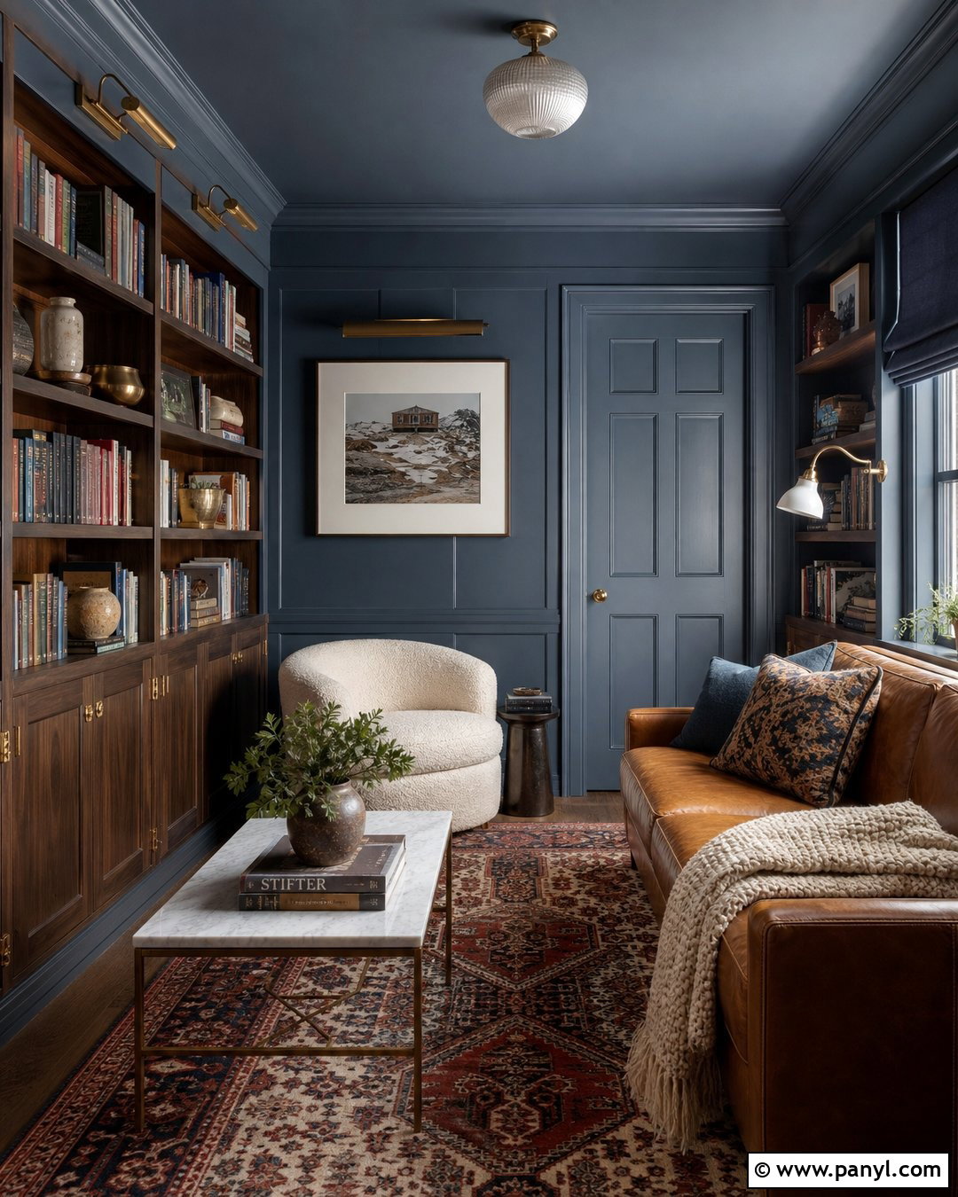 Greyish Blue Color Drenched Room - 20 Greyish Blue Wall Ideas