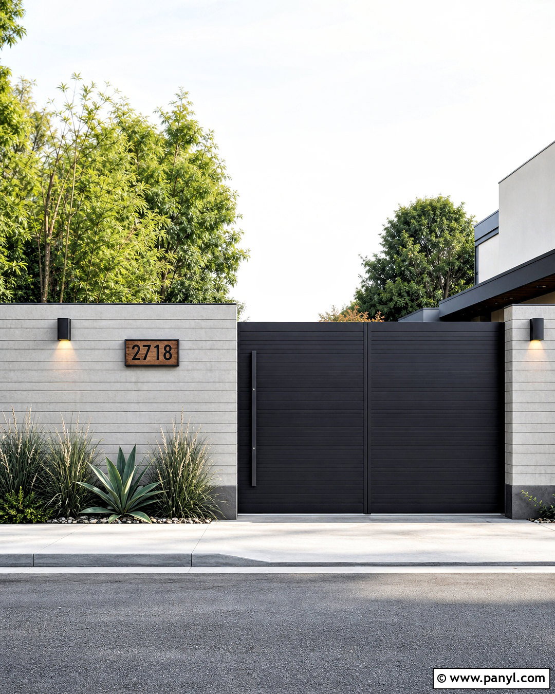 Grooved Concrete Compound Wall - 20 simple compound wall design ideas