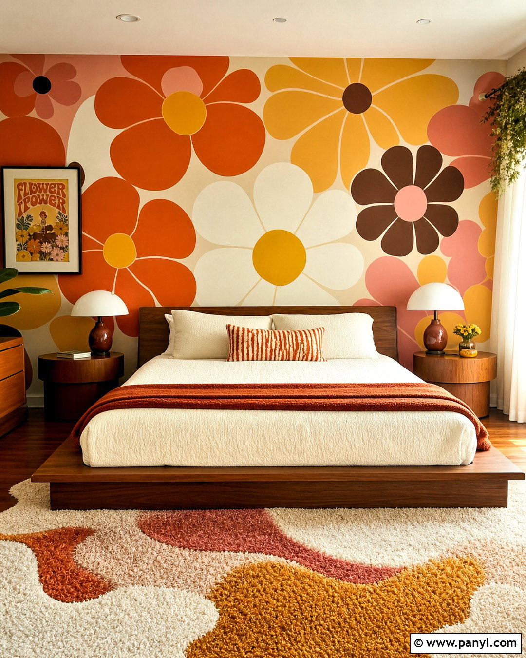 Groovy Flower Wall Mural - 20 70s wall mural ideas