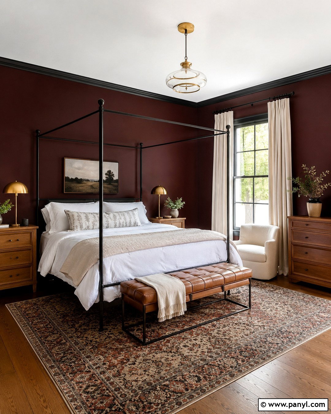 Guest Room With Burgundy Walls And Black Trim - 20 Burgundy Walls With Black Trim Ideas