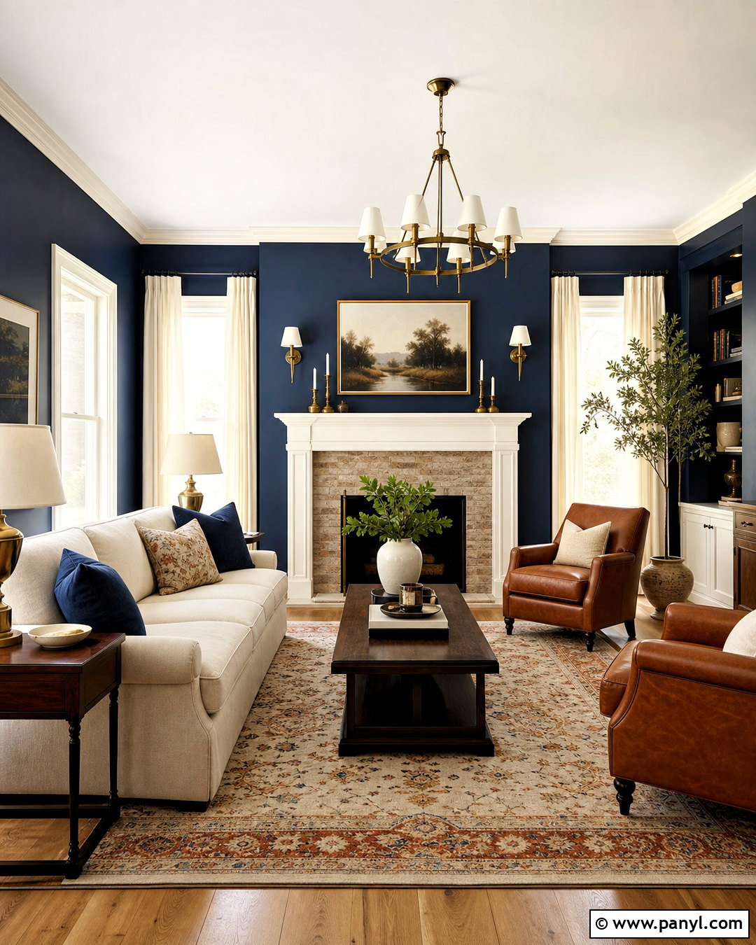 Hague Blue And Wimborne White Living Room - 20 farrow and ball colour schemes