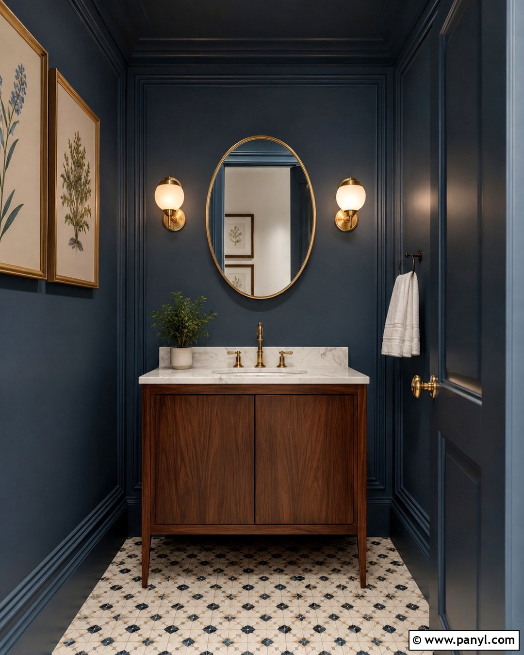Hague Blue Powder Room Walls - 20 Hague Blue Walls