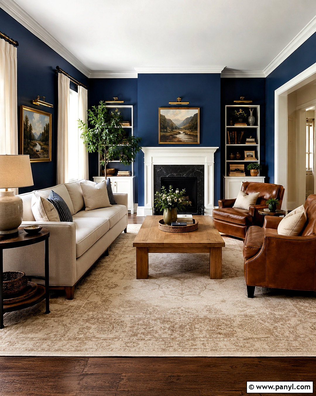 Hale Navy Living Room - 20 deep blue paint colors