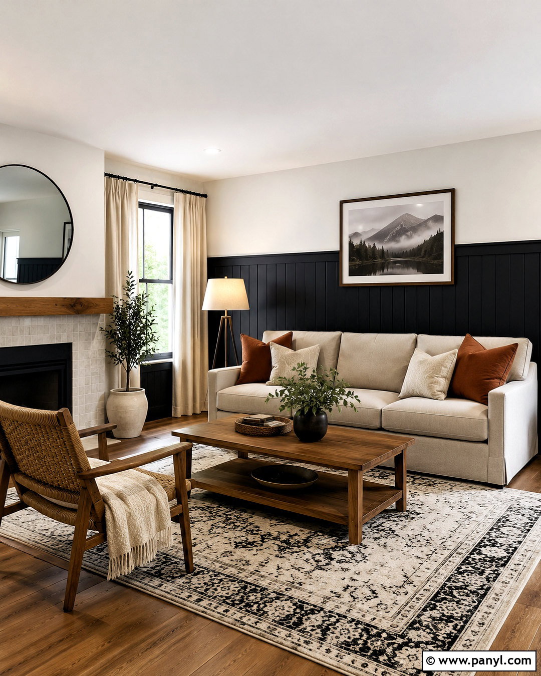 Half Black Accent Wall - 20 black accent wall living room ideas
