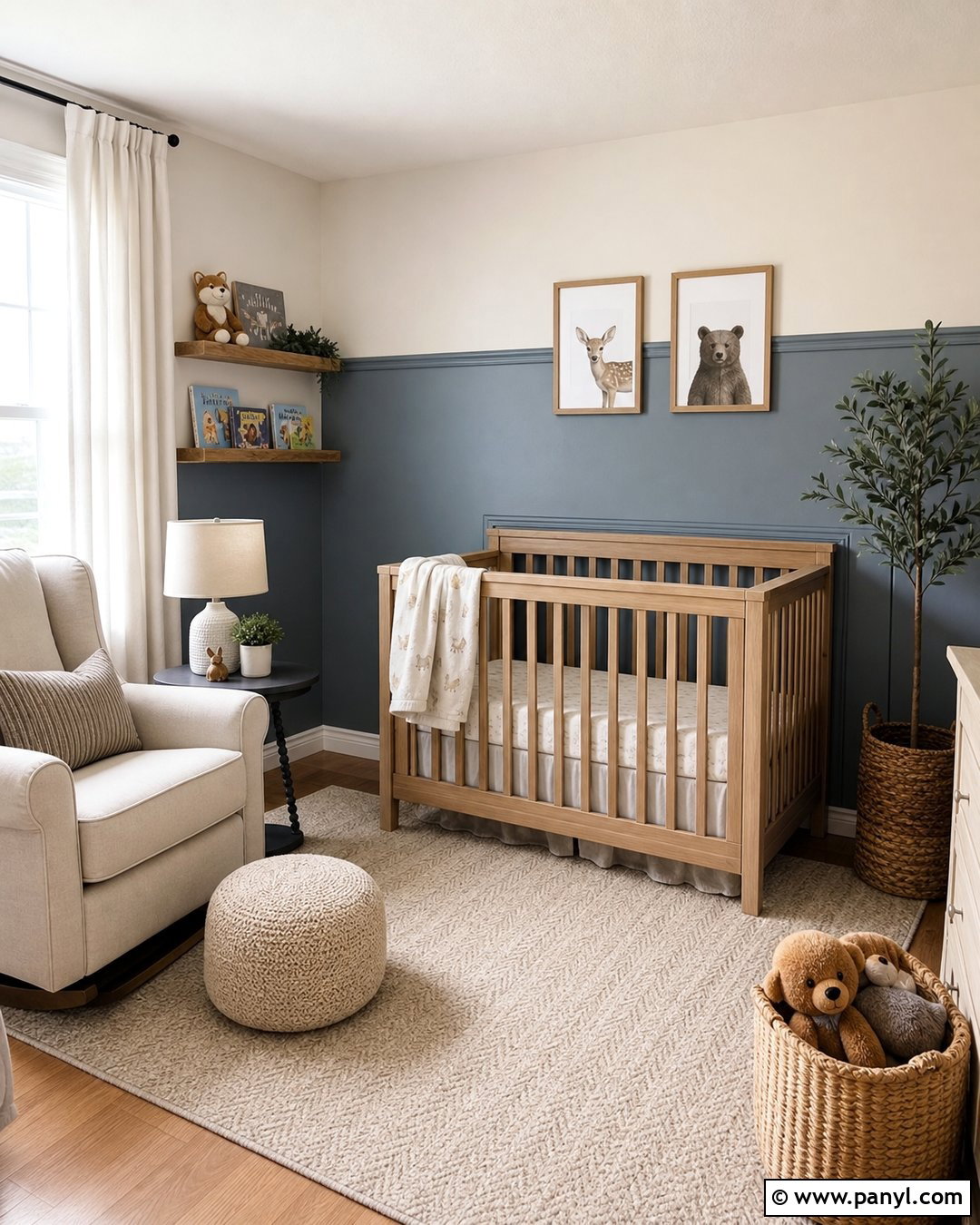 Half Painted Nursery Feature Wall - 30 Feature Wall Paint Ideas