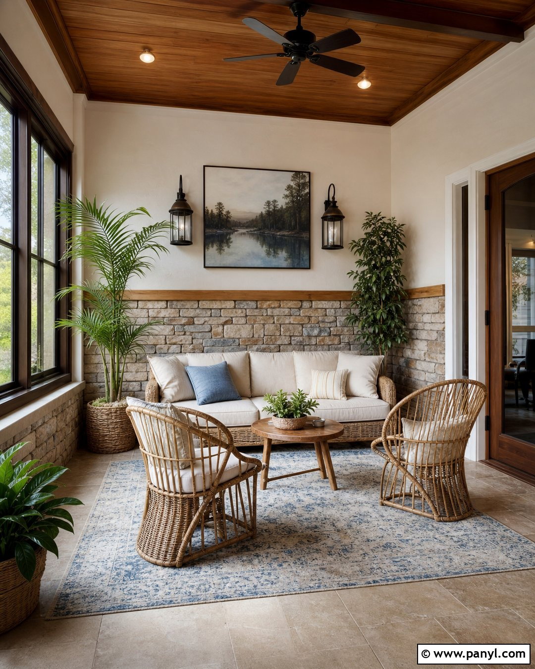 Half Stone Rustic Accent Wall - 30 Rustic Accent Wall Ideas
