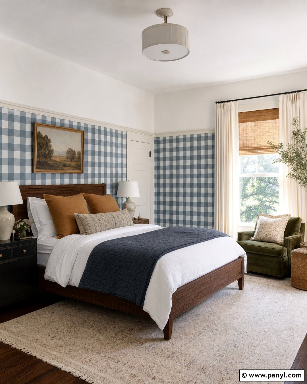 Half Wall Gingham Painted Bedroom Walls - 30 Gingham Painted Walls