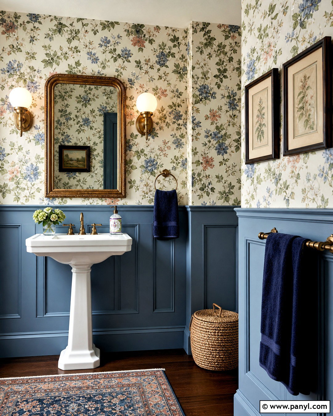 Half Wall Paneling With Floral Wallpaper - 20 half wall accent ideas