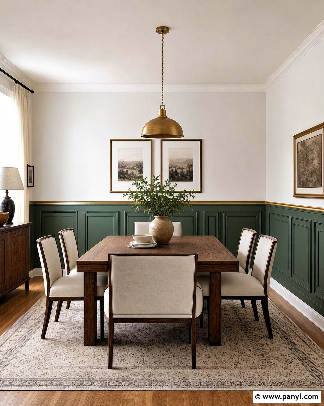 Half Wall Paneling With Golden Strips - 20 golden strip wall design ideas