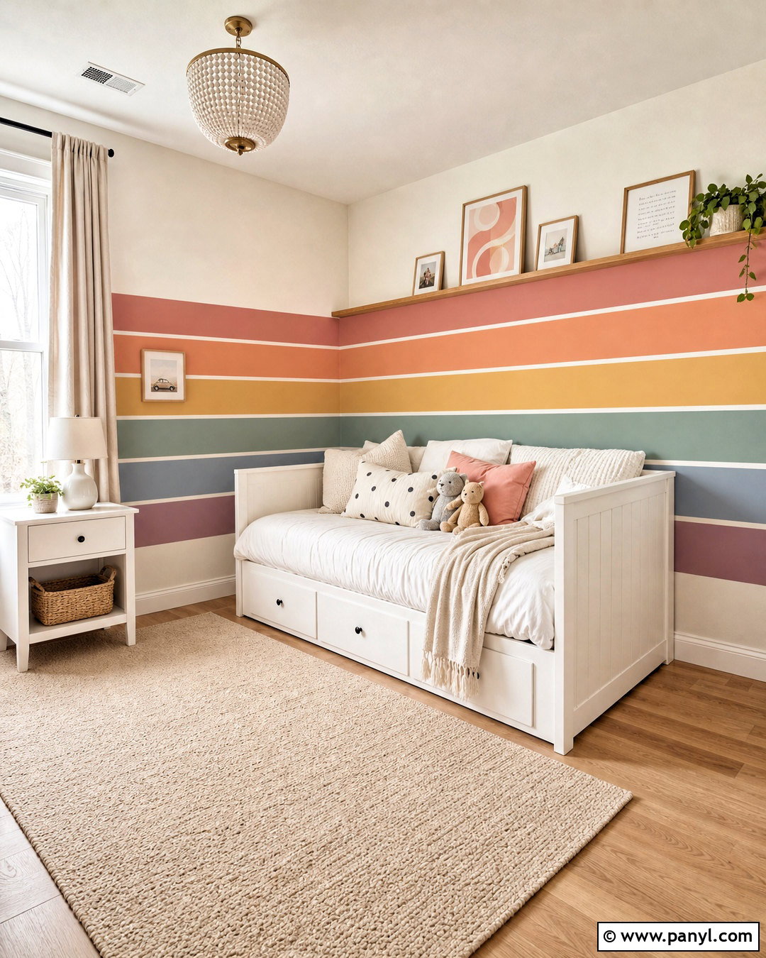 Half Wall Rainbow Stripes - 20 rainbow accent wall ideas