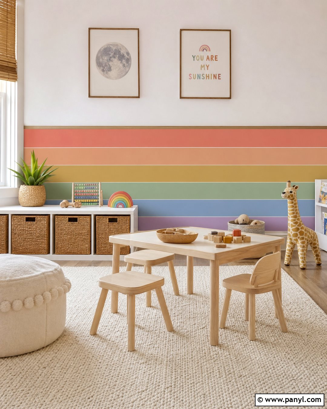 Half Wall Rainbow Stripes - 30 Rainbow Stripe Wall Ideas