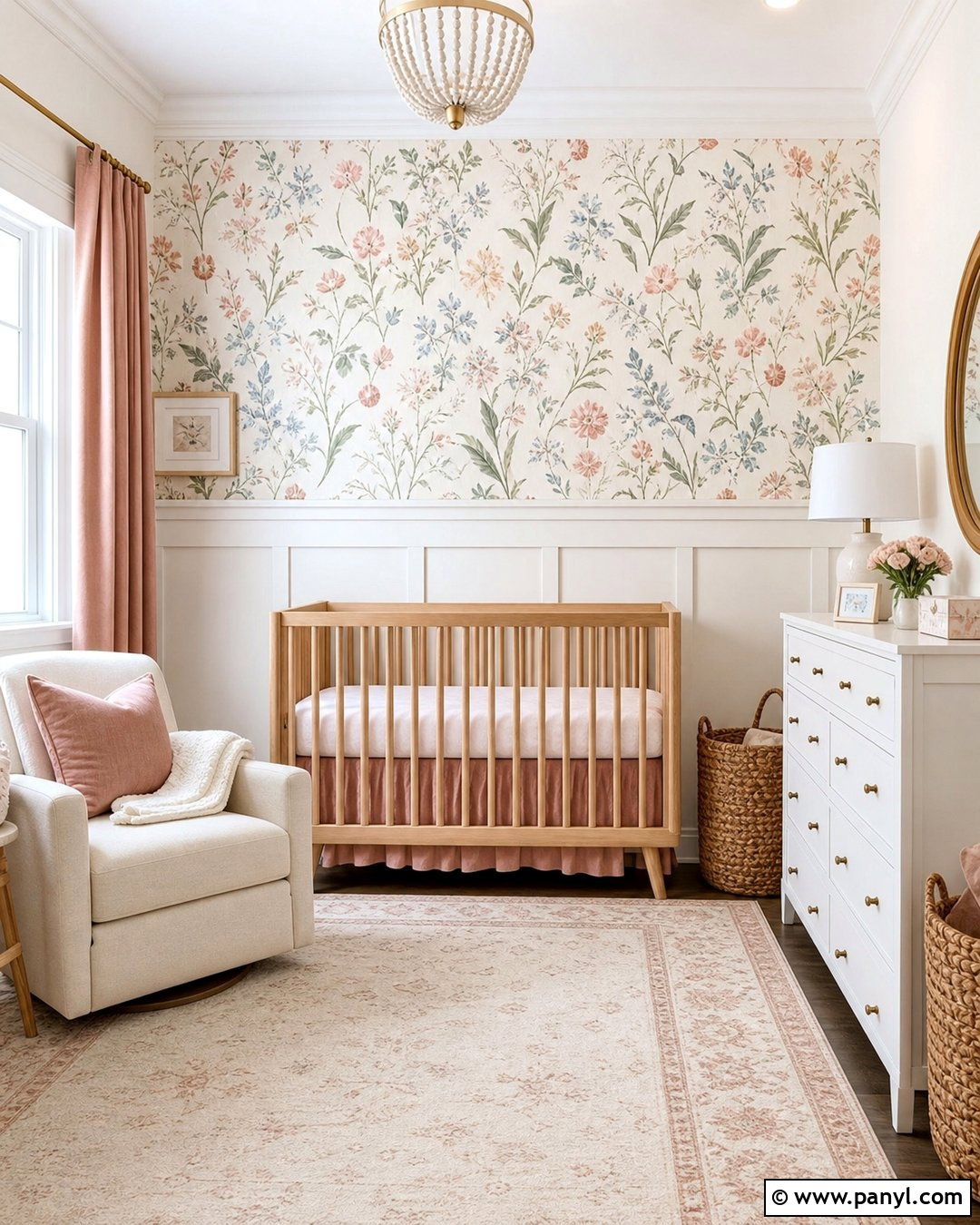 Half Wallpaper Accent Wall - 25 Baby Girl Accent Wall Ideas